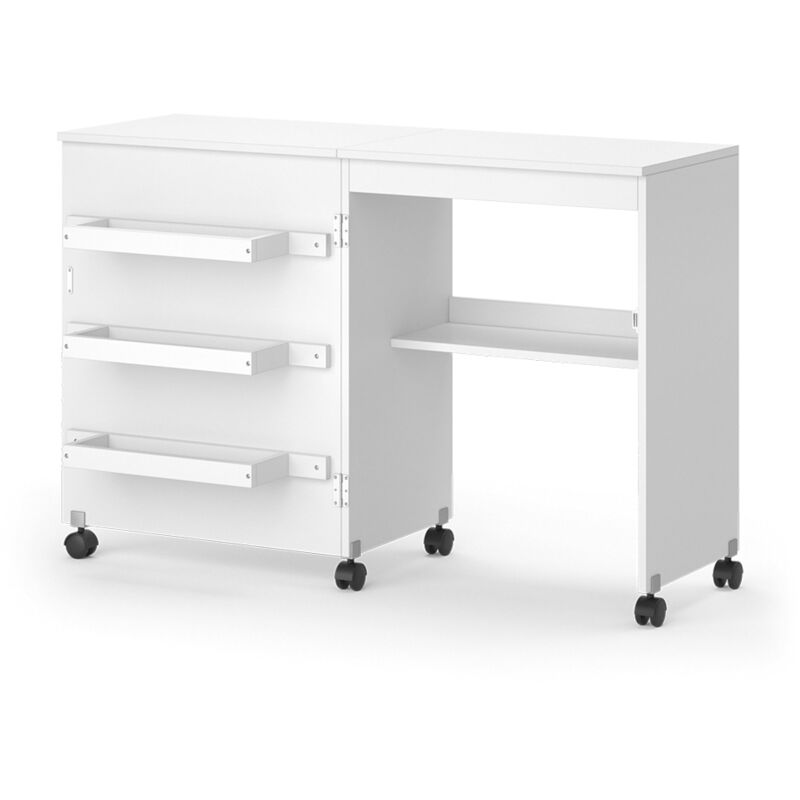foto del prodotto il tavolo per il cucito carmen, bianco, 118 x 79.3 cm con 3 ripiani, vicco