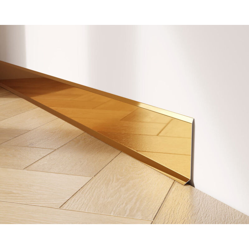 foto del prodotto ilcom battiscopa decorativo in acciaio inossidabile per parete e muro 8 cm x 270 cm oro lucidato