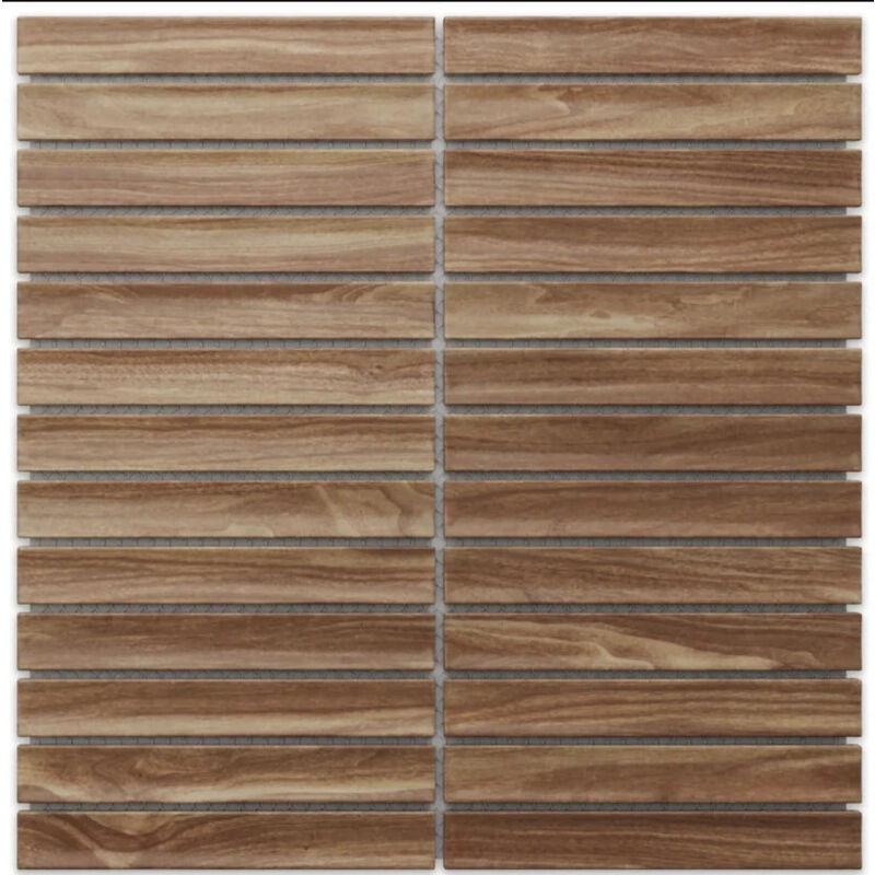 foto del prodotto ilcom mosaico in ceramica su rete per bagno o cucina 29.6cm x 30.0cm dark wood piano