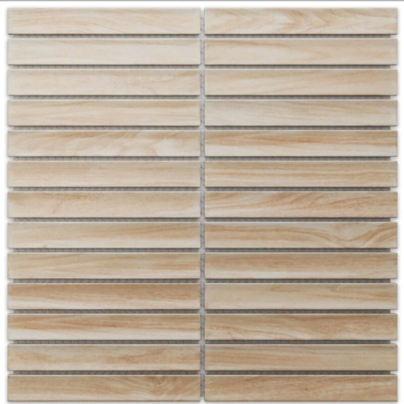 foto del prodotto ilcom mosaico in ceramica su rete per bagno o cucina 29.6cm x 30.0cm light wood piano