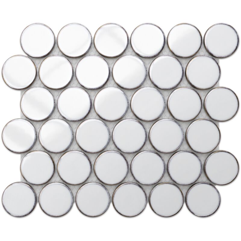 foto del prodotto ilcom mosaico in ceramica su rete per bagno o cucina 30.6 cm x 26.5 cm white dots