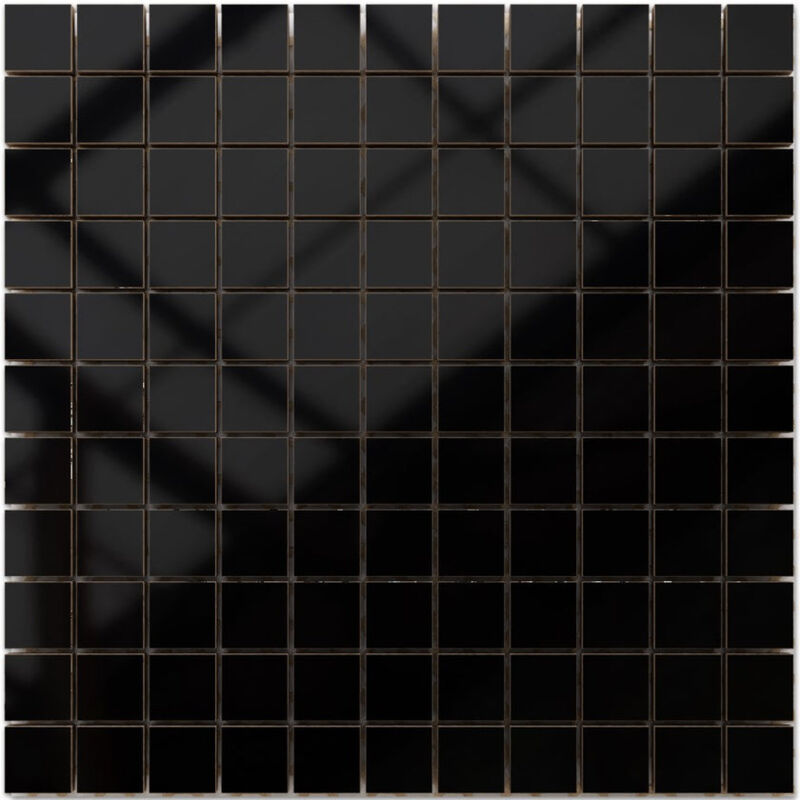 foto del prodotto ilcom mosaico in ceramica su rete per bagno o cucina 30 cm x 30 cm black ocean