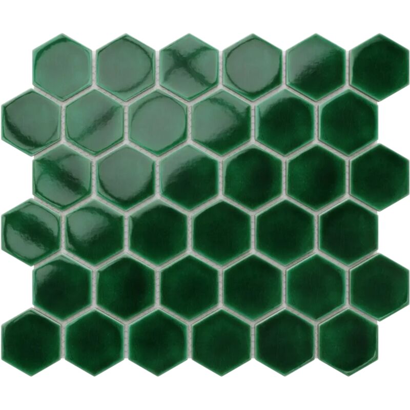foto del prodotto ilcom mosaico in ceramica su rete per bagno o cucina 32.3cm x 27.7cm deep green