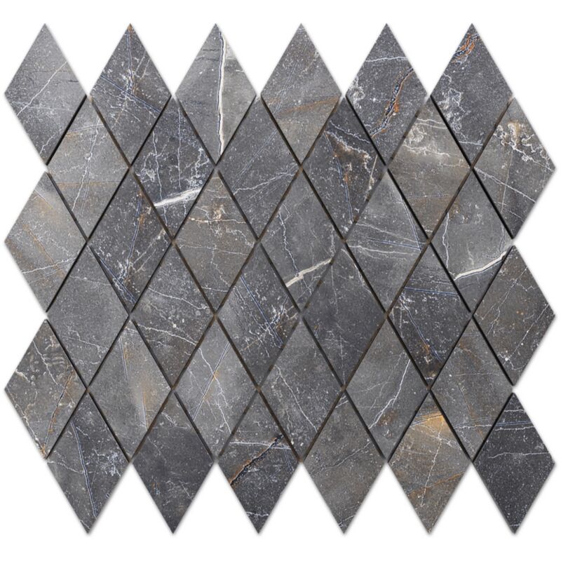 foto del prodotto ilcom mosaico in gres su rete per bagno o cucina 29.2 cm x 25 cm romb shinestone