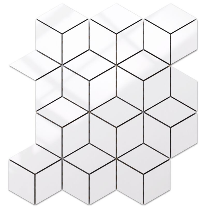 foto del prodotto ilcom mosaico in gres su rete per bagno o cucina 30.5 cm x 26.5 cm snowflake