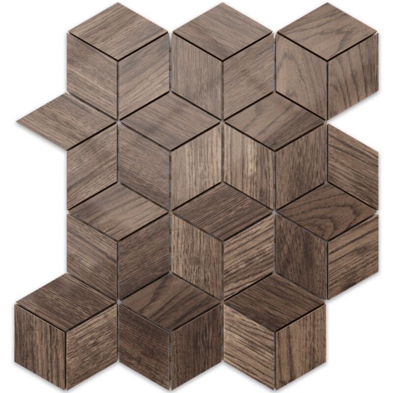 foto del prodotto ilcom mosaico in gres su rete per bagno o cucina 30.5 cm x 26.5 cm walnut diamond romb