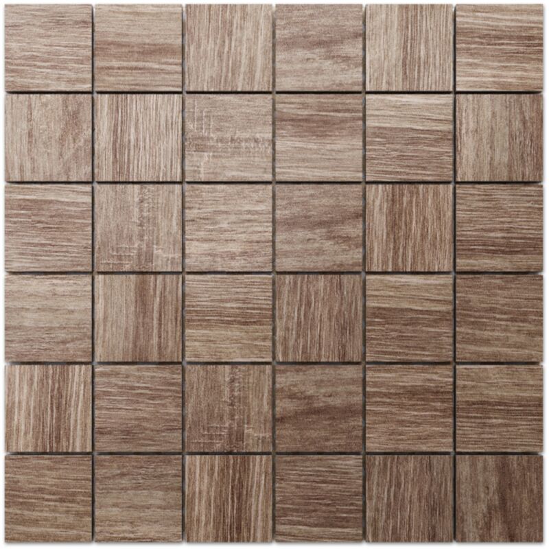 foto del prodotto ilcom mosaico in gres su rete per bagno o cucina 30 cm x 30 cm big simple wood