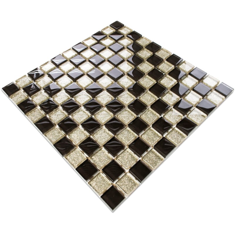 foto del prodotto ilcom mosaico in vetro su rete per bagno e cucina 30cm x 30cm agadir