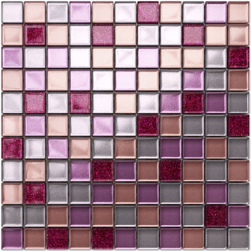 foto del prodotto ilcom mosaico in vetro su rete per bagno e cucina 30cm x 30cm barbie