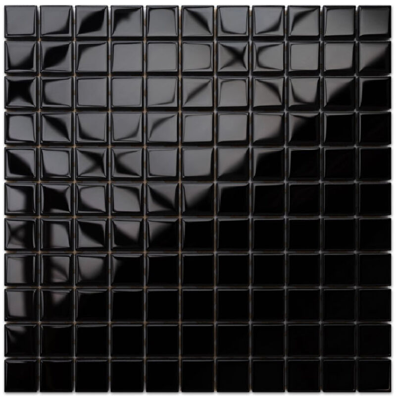 foto del prodotto ilcom mosaico in vetro su rete per bagno e cucina 30cm x 30cm black absolut