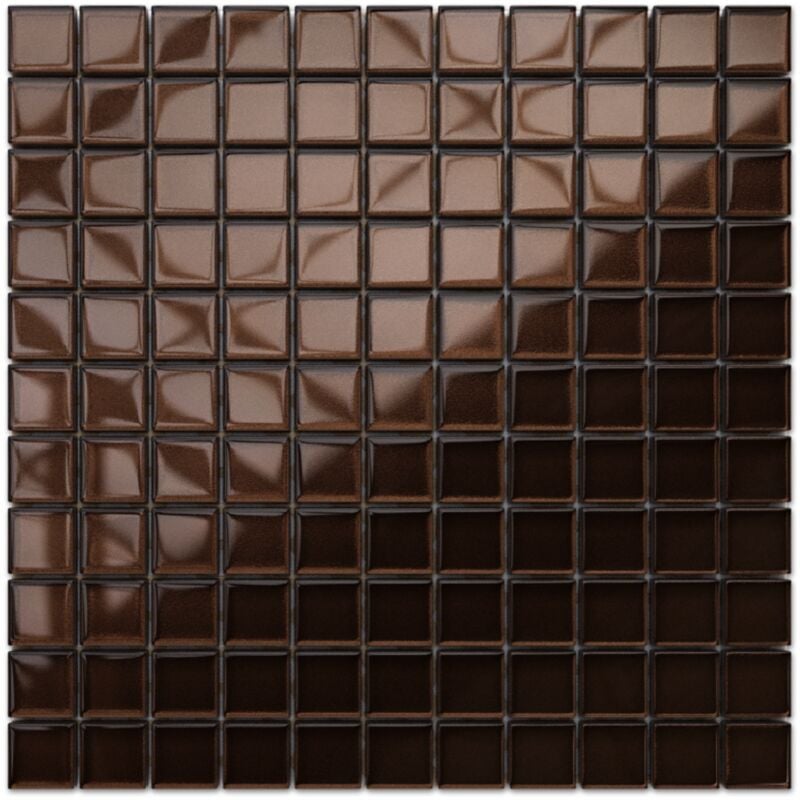 foto del prodotto ilcom mosaico in vetro su rete per bagno e cucina 30cm x 30cm chocolate pastry