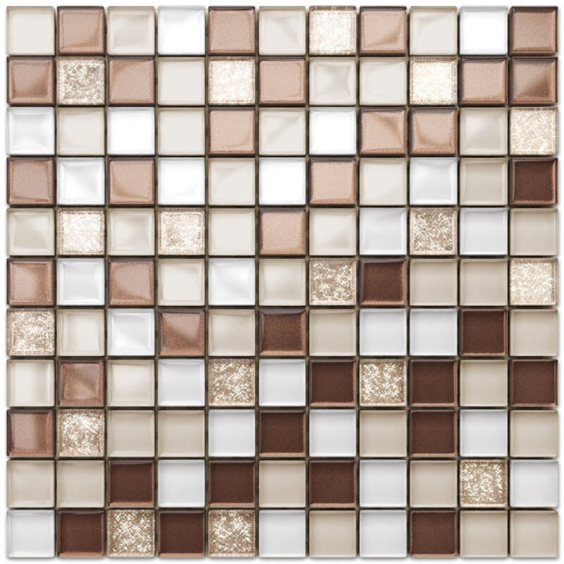 foto del prodotto ilcom mosaico in vetro su rete per bagno e cucina 30cm x 30cm coffee