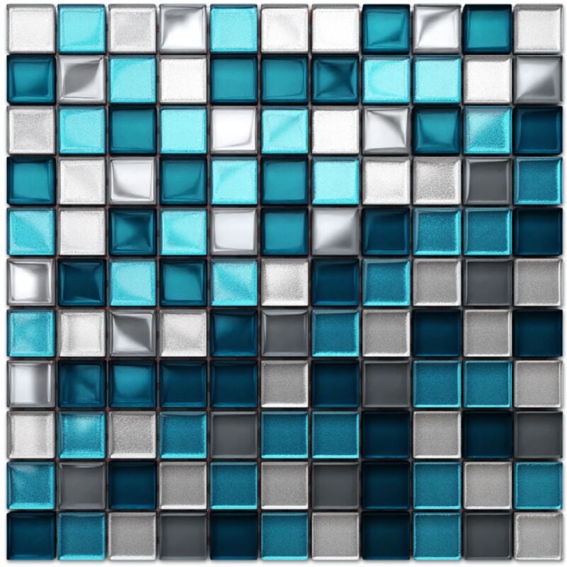 foto del prodotto ilcom mosaico in vetro su rete per bagno e cucina 30cm x 30cm deep lake