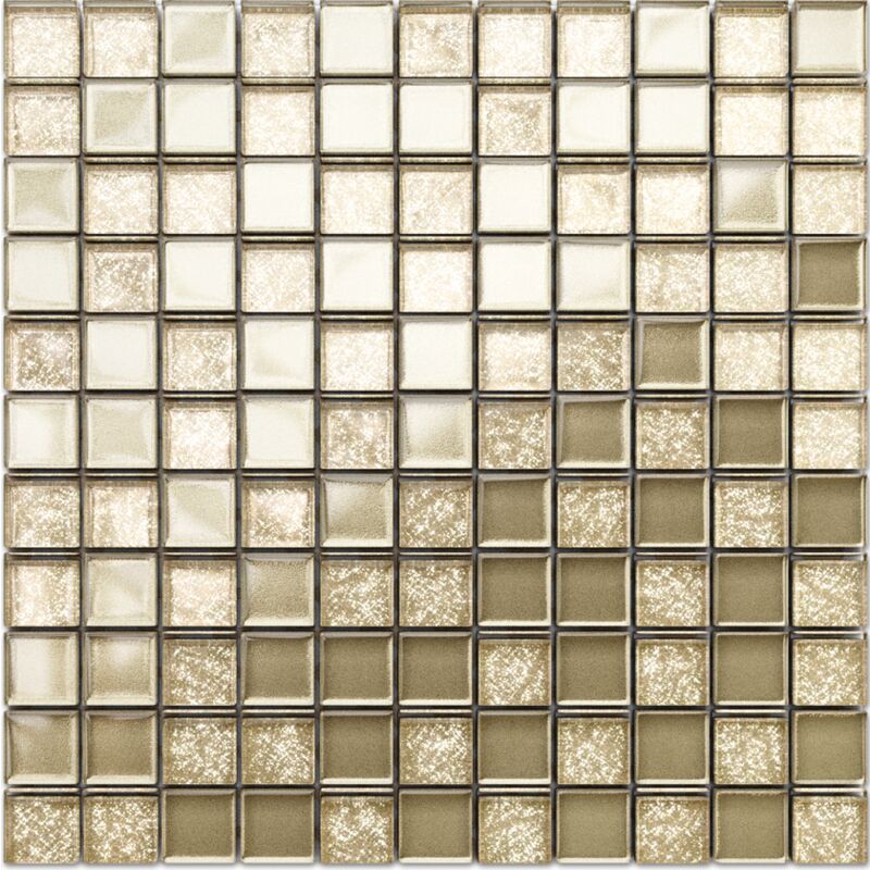 foto del prodotto ilcom mosaico in vetro su rete per bagno e cucina 30cm x 30cm golden sunshine