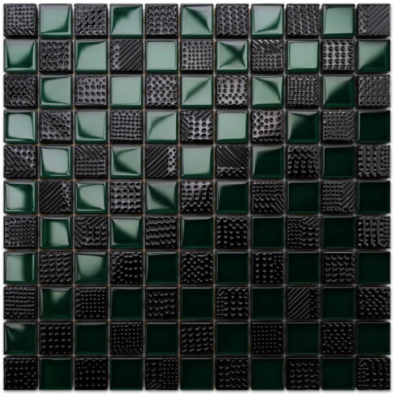 foto del prodotto ilcom mosaico in vetro su rete per bagno e cucina 30cm x 30cm green dama
