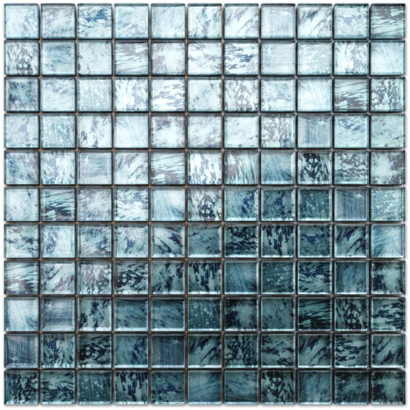 foto del prodotto ilcom mosaico in vetro su rete per bagno e cucina 30cm x 30cm grey eyes