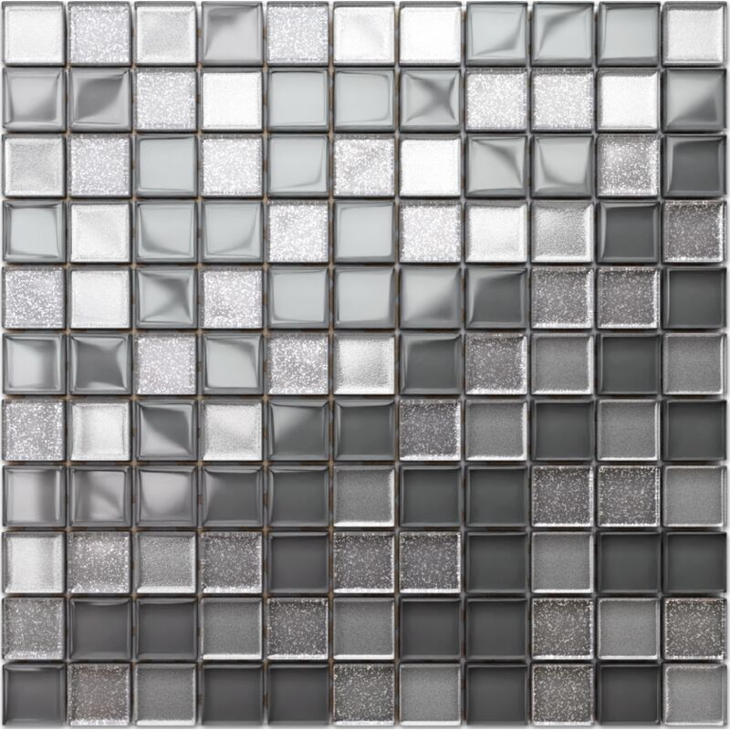 foto del prodotto ilcom mosaico in vetro su rete per bagno e cucina 30cm x 30cm grey turtle