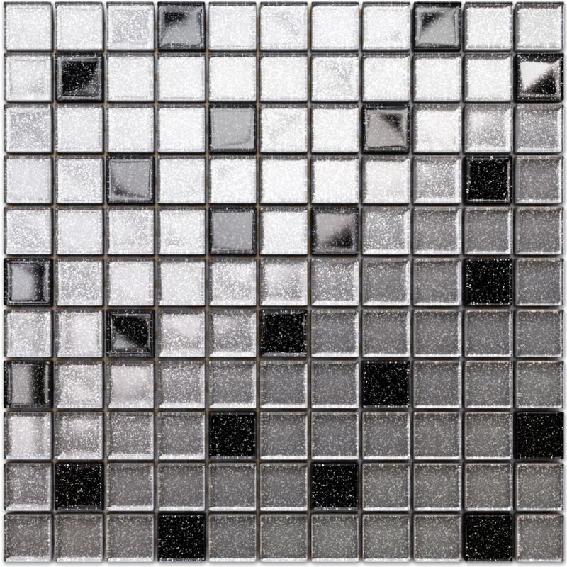 foto del prodotto ilcom mosaico in vetro su rete per bagno e cucina 30cm x 30cm hades