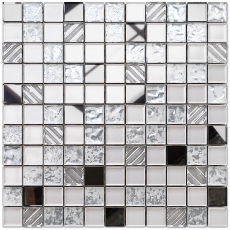 foto del prodotto ilcom mosaico in vetro su rete per bagno e cucina 30cm x 30cm keep calm