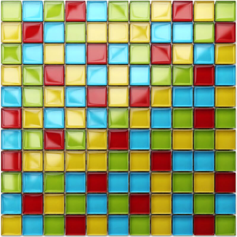 foto del prodotto ilcom mosaico in vetro su rete per bagno e cucina 30cm x 30cm legoland