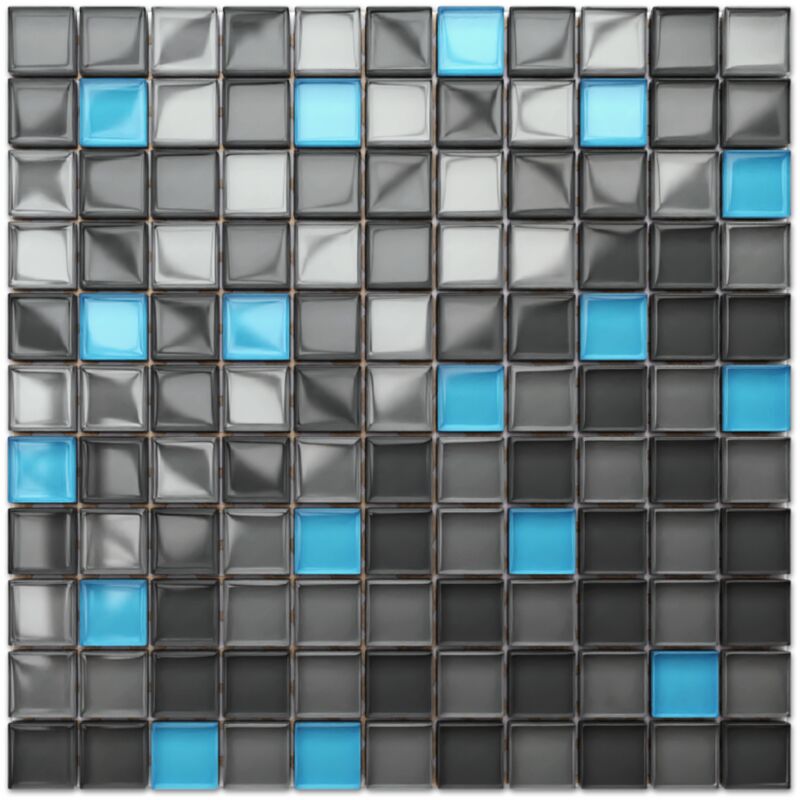 foto del prodotto ilcom mosaico in vetro su rete per bagno e cucina 30cm x 30cm minecraft diamond