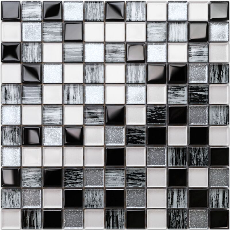 foto del prodotto ilcom mosaico in vetro su rete per bagno e cucina 30cm x 30cm pearl jam