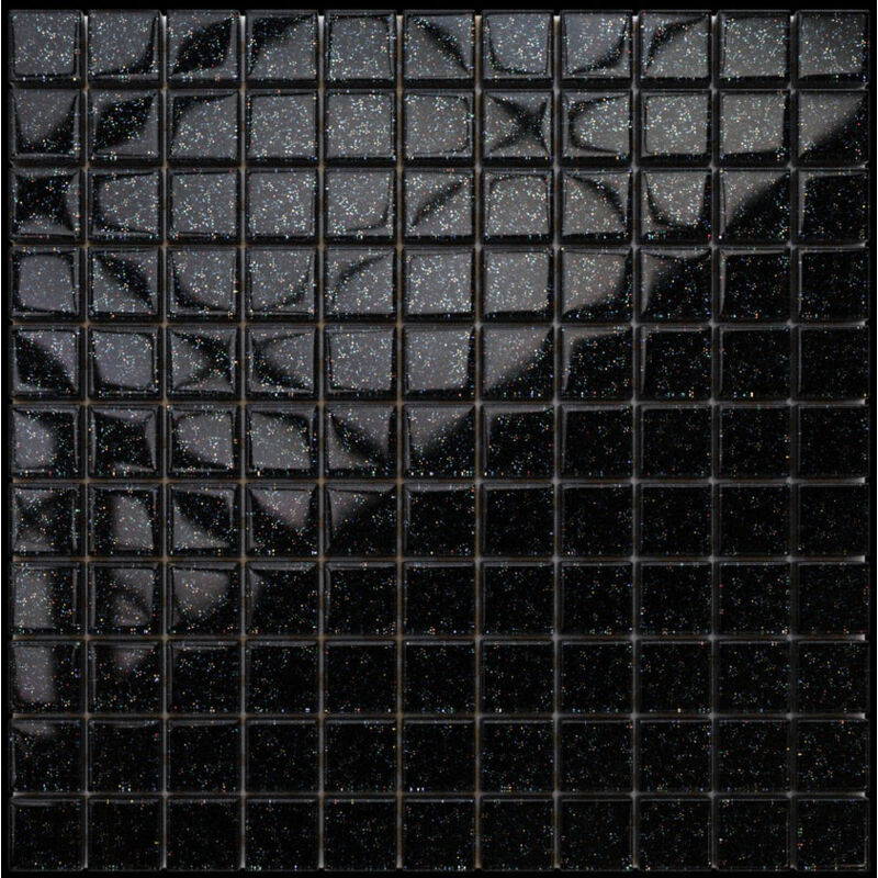 foto del prodotto ilcom mosaico in vetro su rete per bagno e cucina 30cm x 30cm petrol