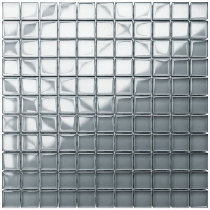 foto del prodotto ilcom mosaico in vetro su rete per bagno e cucina 30cm x 30cm pure grey