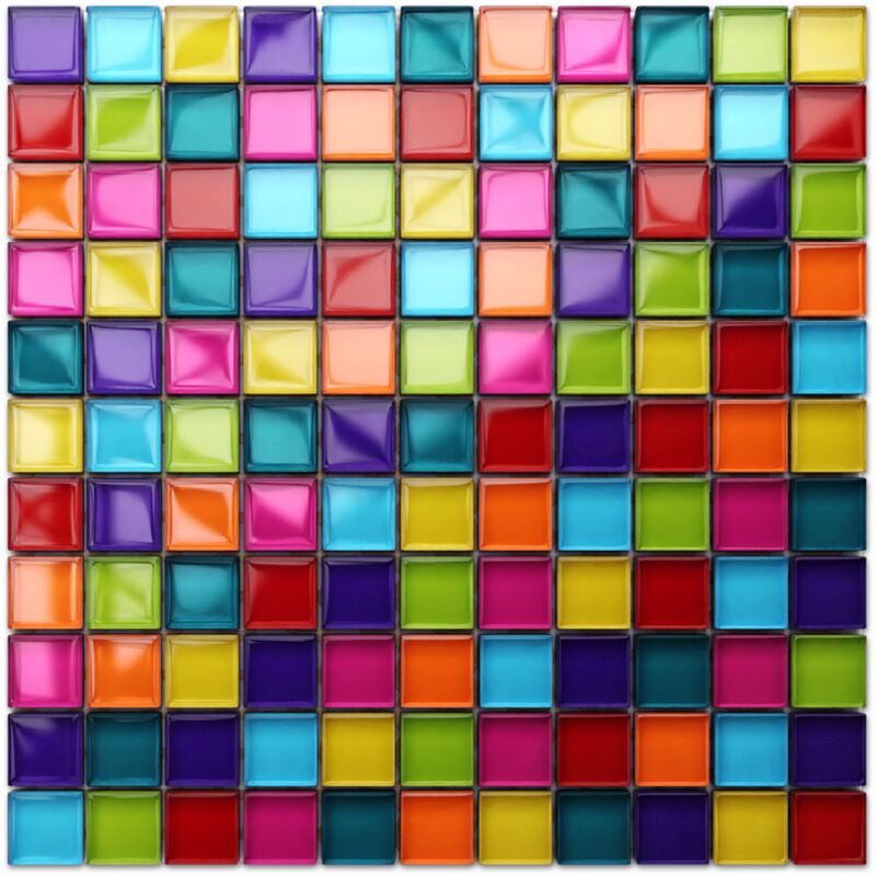 foto del prodotto ilcom mosaico in vetro su rete per bagno e cucina 30cm x 30cm rainbow