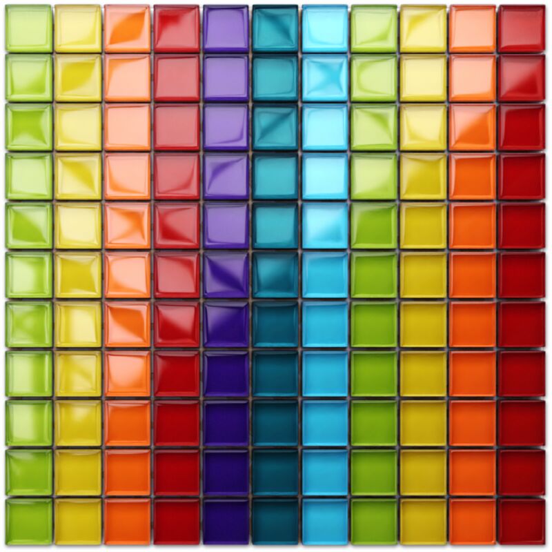 foto del prodotto ilcom mosaico in vetro su rete per bagno e cucina 30cm x 30cm rainbow river