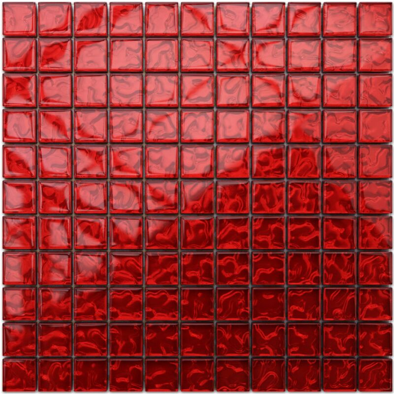foto del prodotto ilcom mosaico in vetro su rete per bagno e cucina 30cm x 30cm red coral