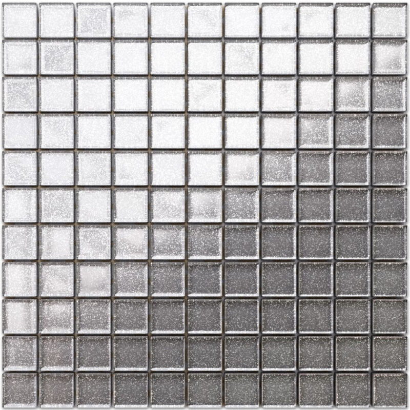 foto del prodotto ilcom mosaico in vetro su rete per bagno e cucina 30cm x 30cm silver sparks