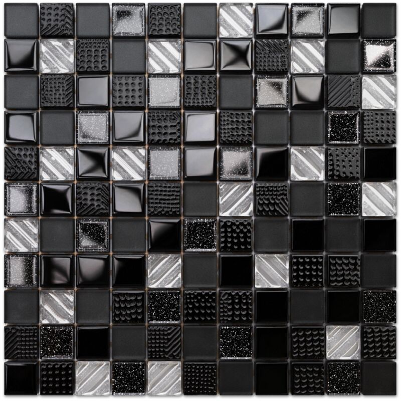 foto del prodotto ilcom mosaico in vetro su rete per bagno e cucina 30cm x 30cm starlight night