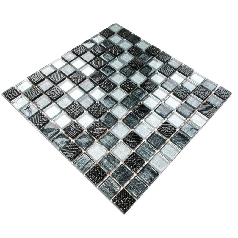 foto del prodotto ilcom mosaico in vetro su rete per bagno e cucina 30cm x 30cm storm