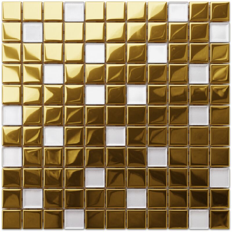 foto del prodotto ilcom mosaico in vetro su rete per bagno e cucina 30cm x 30cm taj mahal