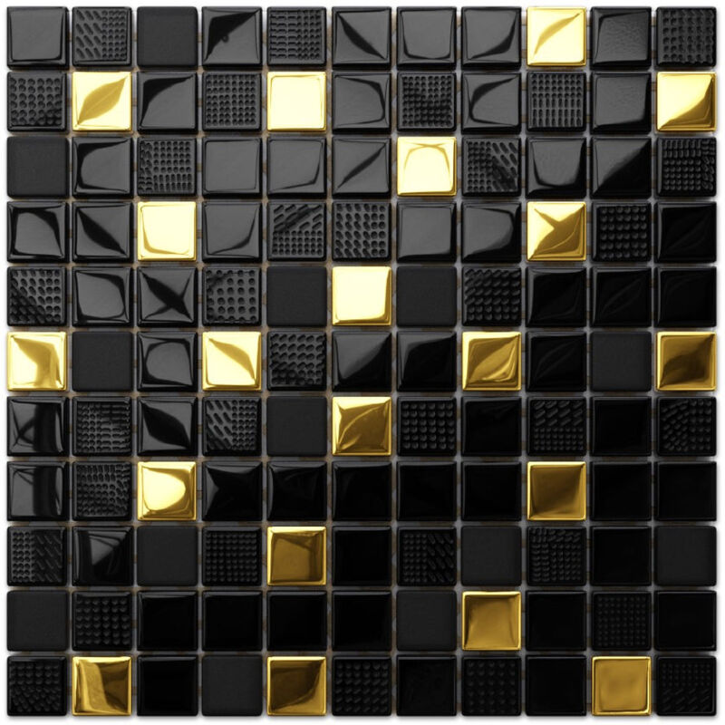 foto del prodotto ilcom mosaico in vetro su rete per bagno e cucina 30cm x 30cm volcano gold