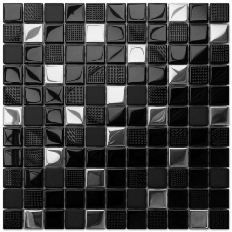 foto del prodotto ilcom mosaico in vetro su rete per bagno e cucina 30cm x 30cm volcano silver