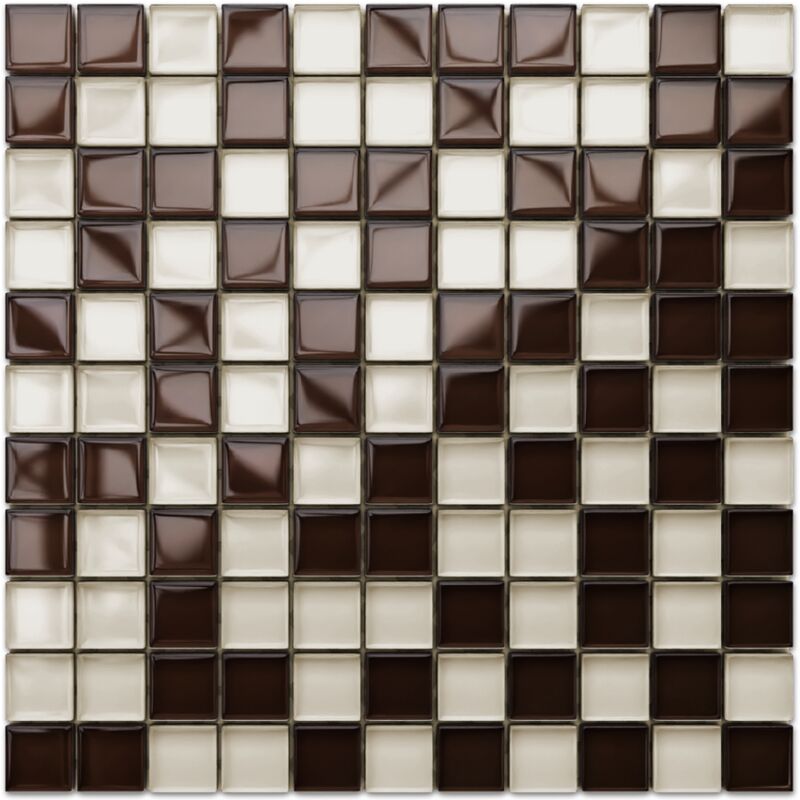 foto del prodotto ilcom mosaico in vetro su rete per bagno e cucina 30cm x 30cm white walnut