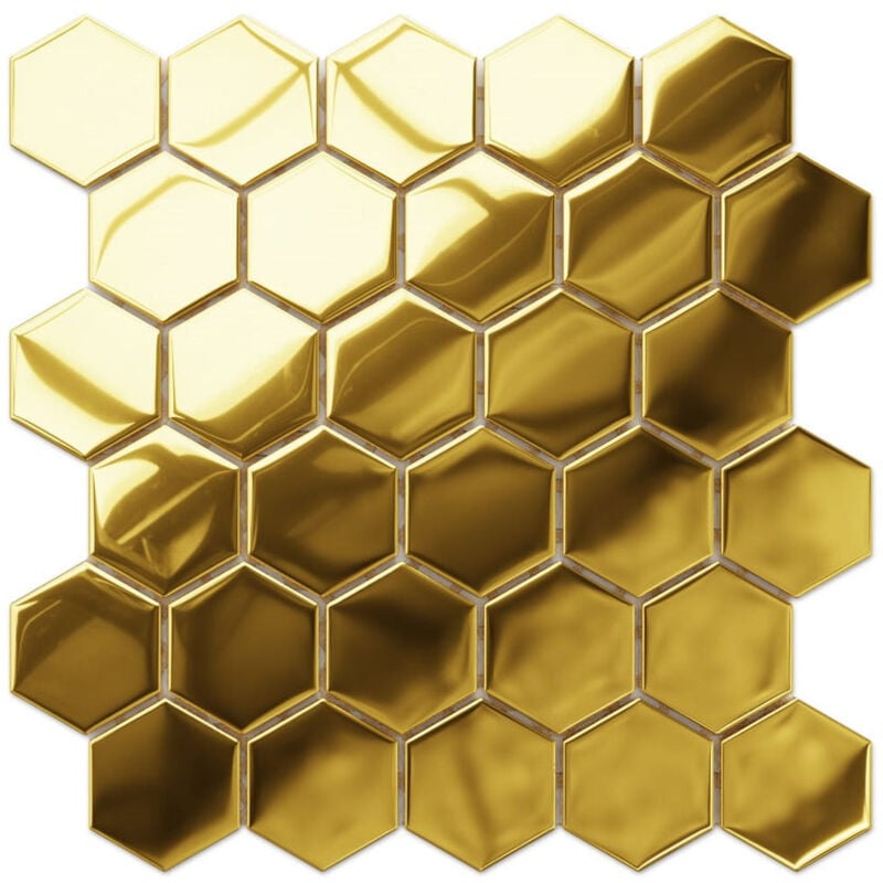 foto del prodotto ilcom mosaico in vetro su rete per bagno o cucina 25.5 cm x 24.7 cm golden sunset