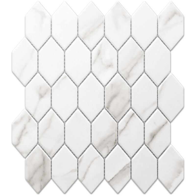 foto del prodotto ilcom mosaico in vetro su rete per bagno o cucina 25cm x 25.6cm elegant white statuary