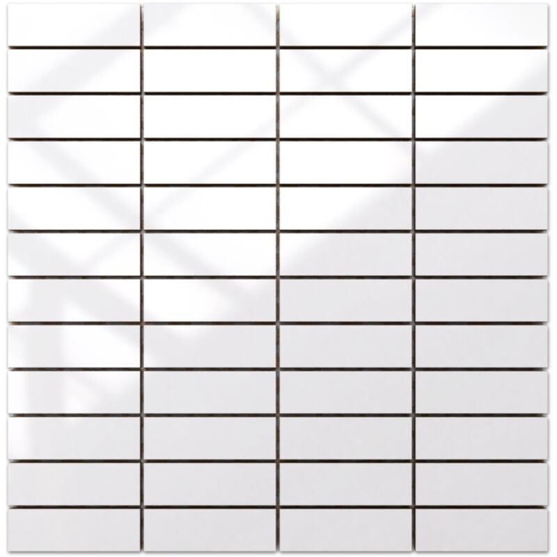 foto del prodotto ilcom mosaico su rete in ceramica per bagno o cucina 29.8 cm x 29.8 cm regular white brick