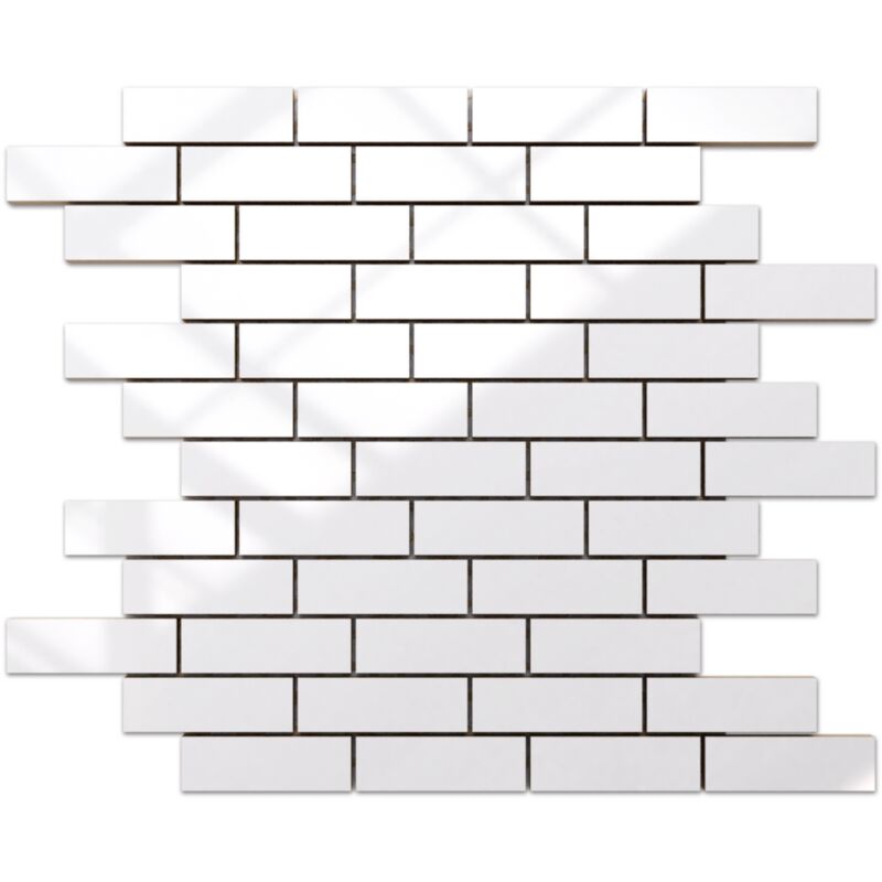 foto del prodotto ilcom mosaico su rete in ceramica per bagno o cucina 37.3 cm x 29.8 cm irregular white brick