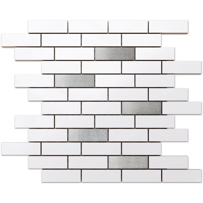 foto del prodotto ilcom mosaico su rete in ceramica per bagno o cucina 37.3 cm x 29.8 cm silver mine matt