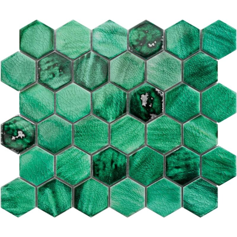 foto del prodotto ilcom mosaico su rete per bagno e cucina in ceramica 31,2 x 27 cm jungle nature hive