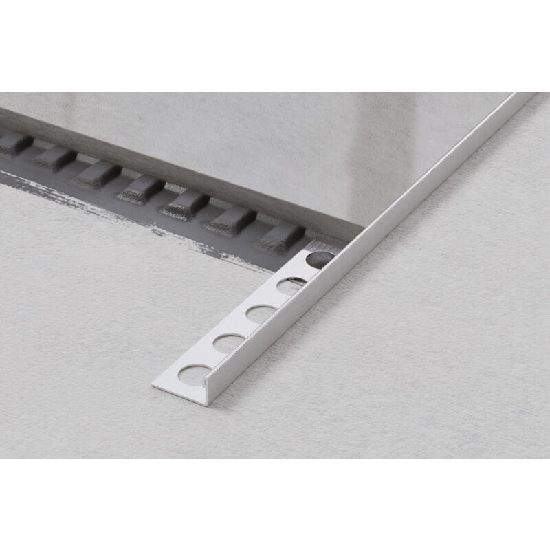 foto del prodotto ilcom profilo angolare j universale in acciaio inossidabile per piastrelle 1.2cm x 244cm argento satinato
