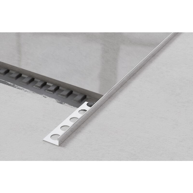 foto del prodotto ilcom profilo angolare j universale in acciaio inossidabile per piastrelle 1.2cm x 270cm argento lucido