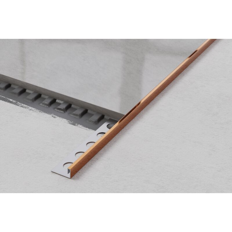 foto del prodotto ilcom profilo angolare js rettificato in acciaio inossidabile per piastrelle 1.2cm x 244cm rame lucido
