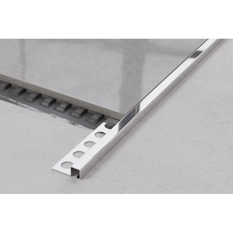 foto del prodotto ilcom profilo angolare q universale in acciaio inossidabile per piastrelle 0.8cm x 270cm argento lucido
