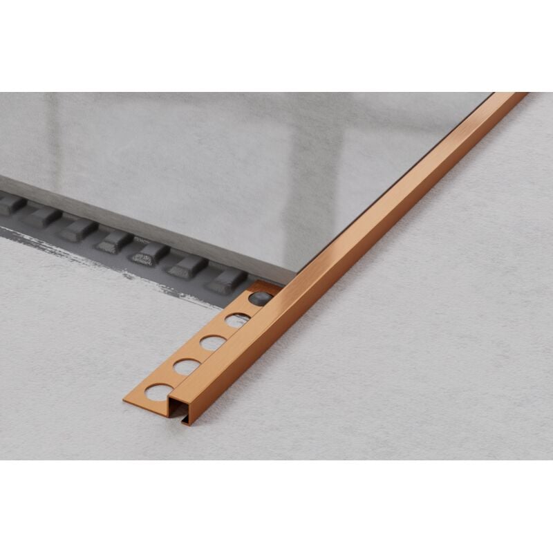 foto del prodotto ilcom profilo angolare q universale in acciaio inossidabile per piastrelle 0.8cm x 270cm rame satinato