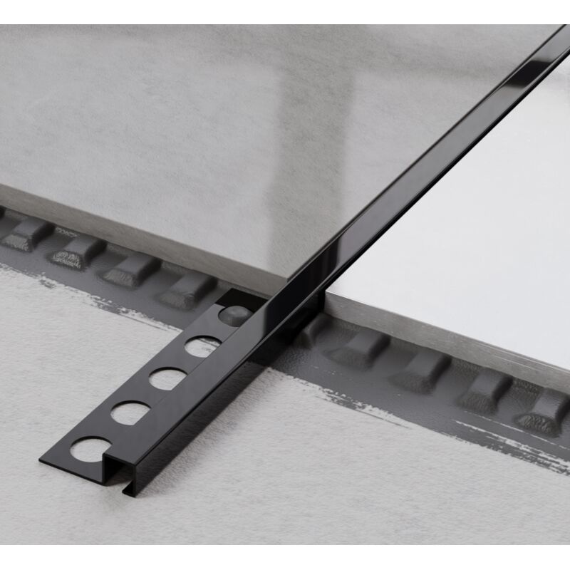 foto del prodotto ilcom profilo angolare q universale in acciaio inossidabile per piastrelle 1.2cm x 270cm nero lucido